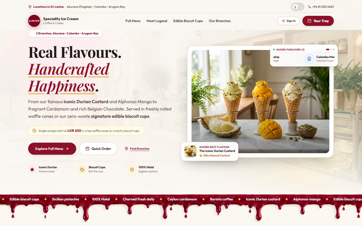 Amore ice cream concept website